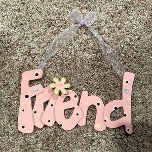 Pink Polka Dot “Friend” Wall Decor with Flower Dot